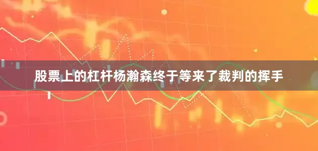 股票上的杠杆杨瀚森终于等来了裁判的挥手
