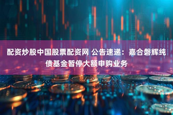 配资炒股中国股票配资网 公告速递：嘉合磐辉纯债基金暂停大额申购业务