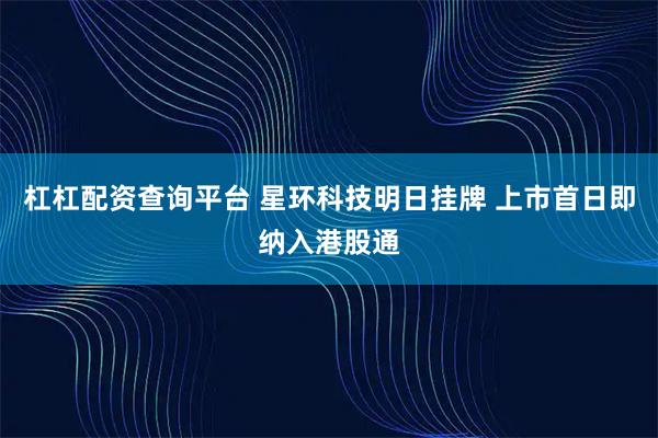 杠杠配资查询平台 星环科技明日挂牌 上市首日即纳入港股通